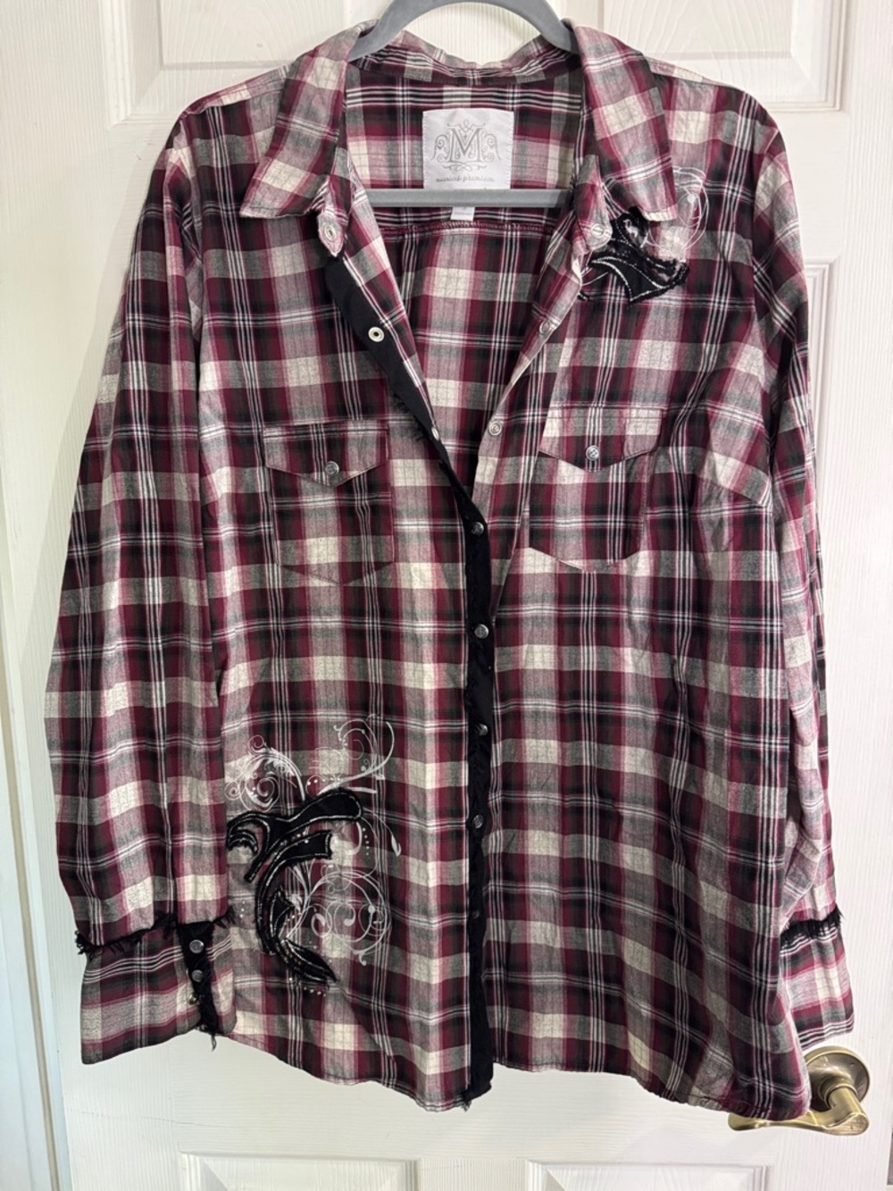 Maurices Burgundy Plaid Button-Down Shirt